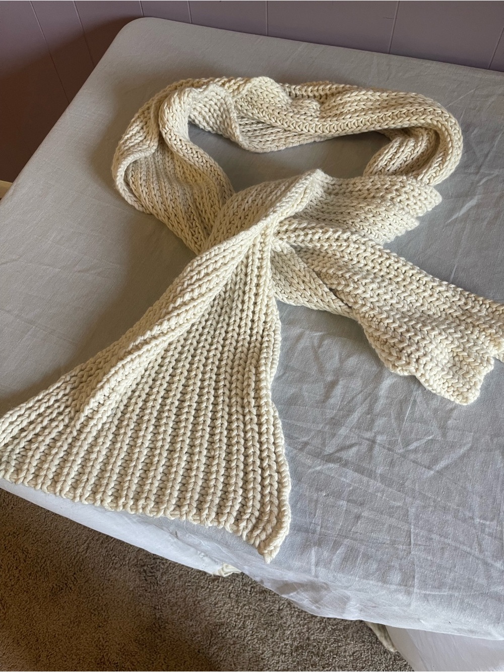 Classic Cream Chunky Knit Scarf — Women's Cozy Winter Wrap